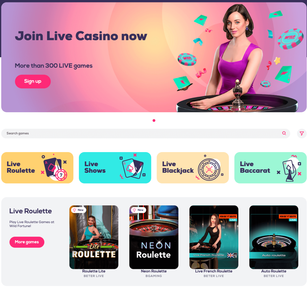 wild fortune live games